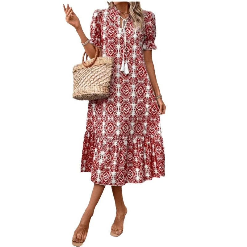 Damen Sommerliches Tunika-Kleid mit eleganten Schnüroptionen Nord Taschen