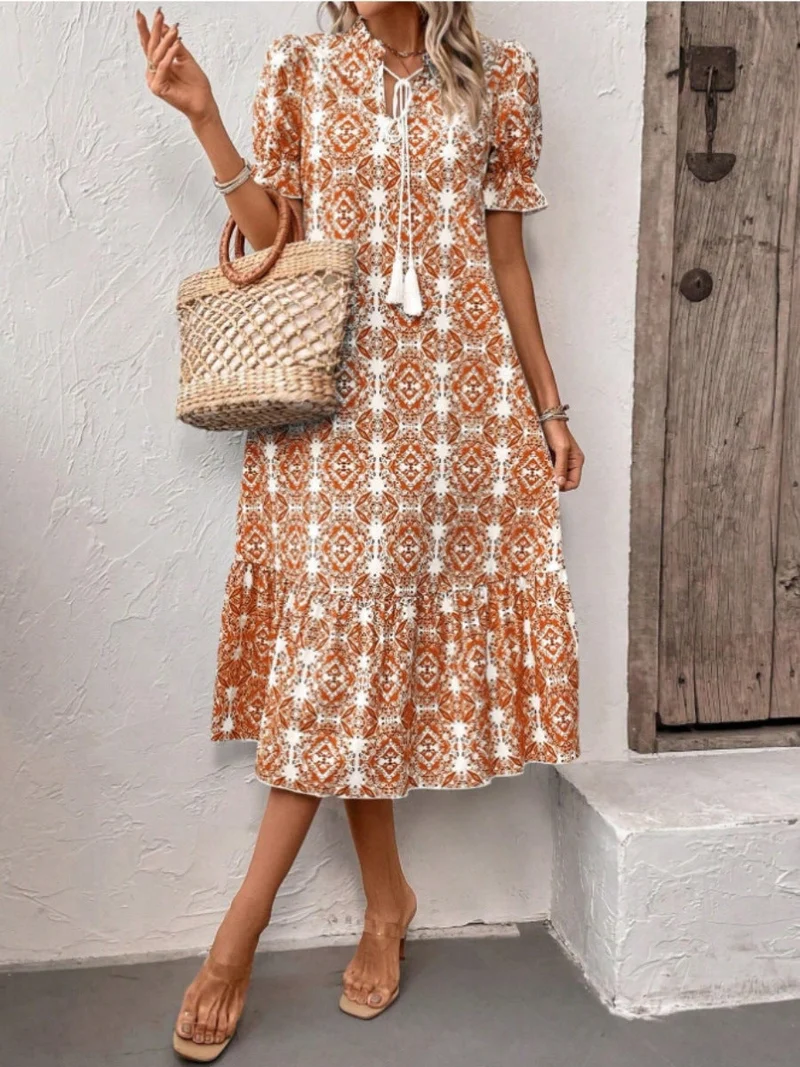Damen Sommerliches Tunika-Kleid mit eleganten Schnüroptionen Nord Taschen