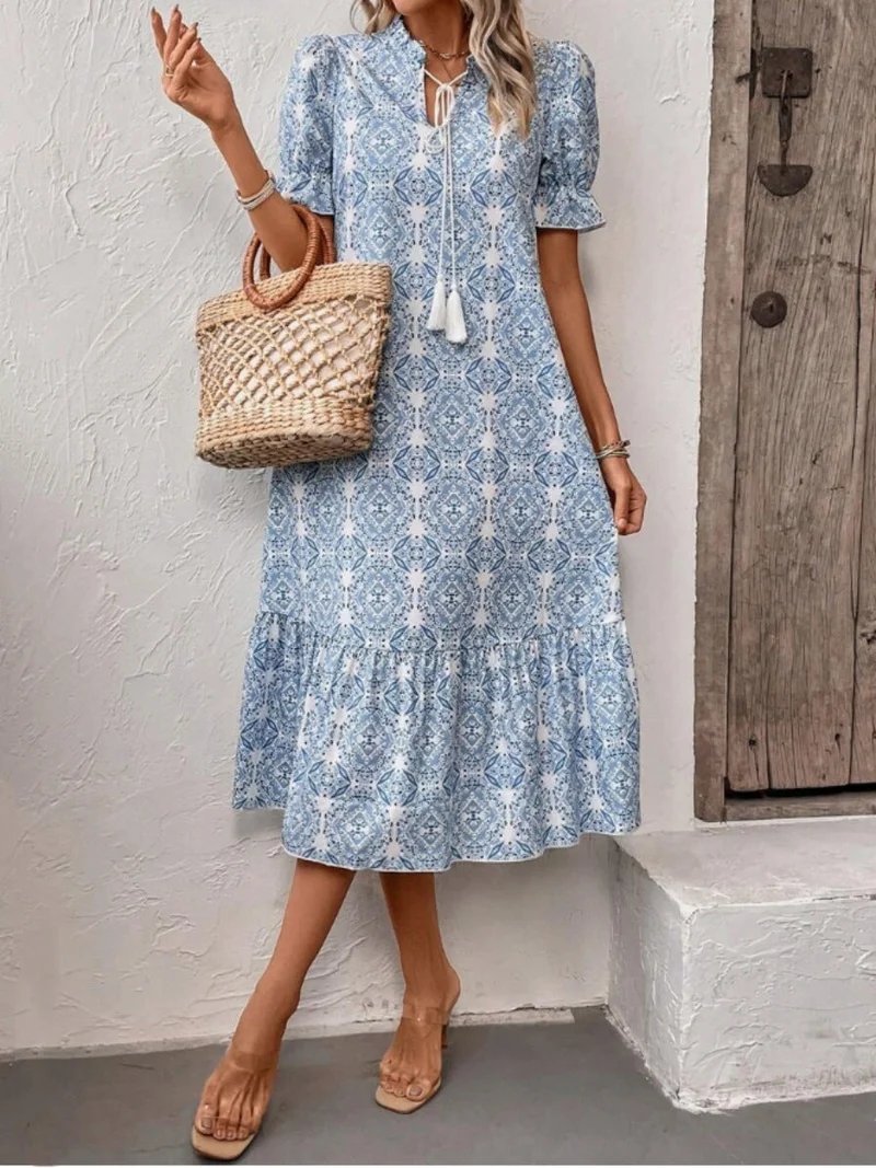 Damen Sommerliches Tunika-Kleid mit eleganten Schnüroptionen Nord Taschen