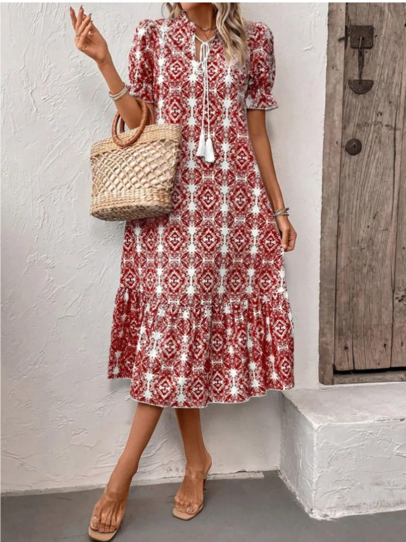 Damen Sommerliches Tunika-Kleid mit eleganten Schnüroptionen Nord Taschen