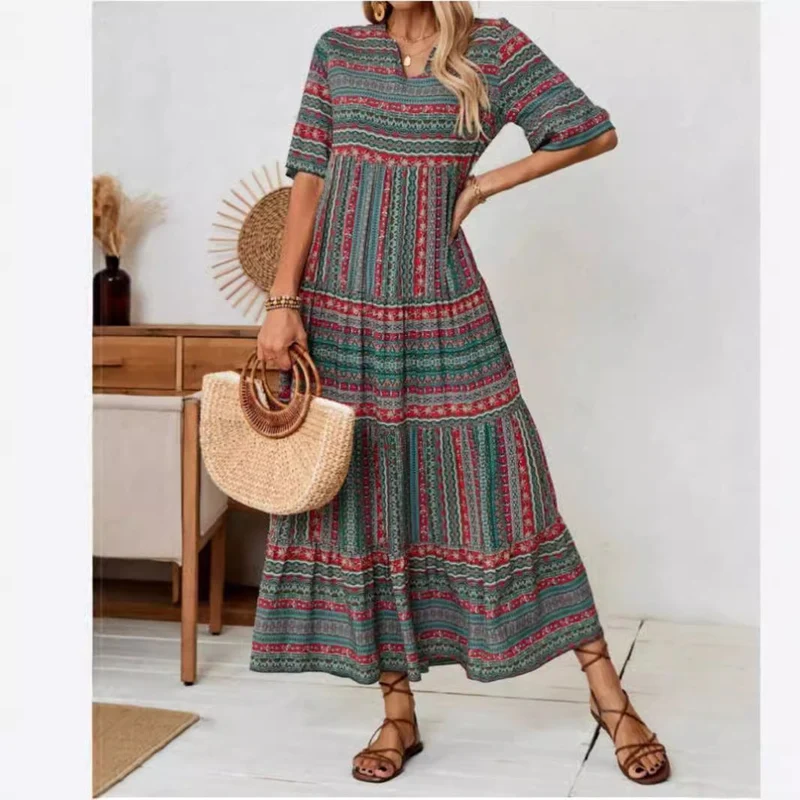 Damen Maxikleid im Ethno-Design Nord Taschen