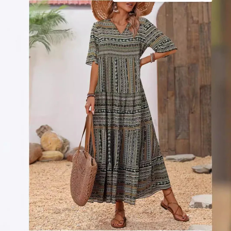 Damen Maxikleid im Ethno-Design Nord Taschen
