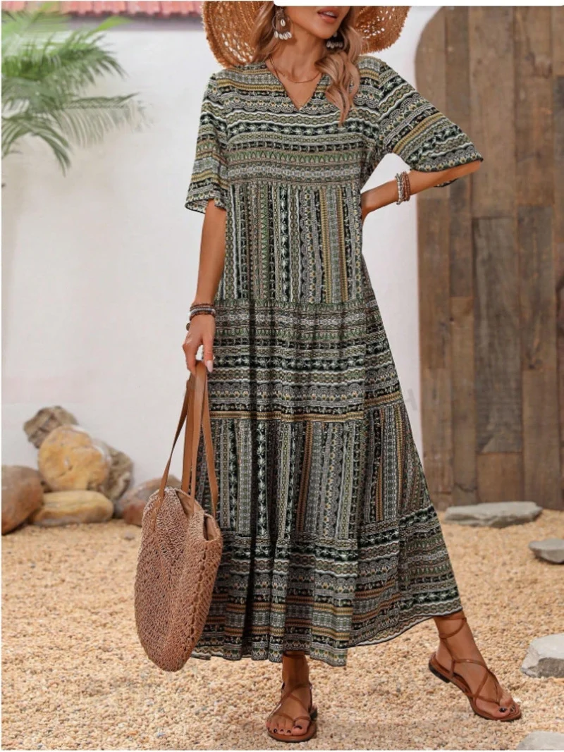 Damen Maxikleid im Ethno-Design Nord Taschen