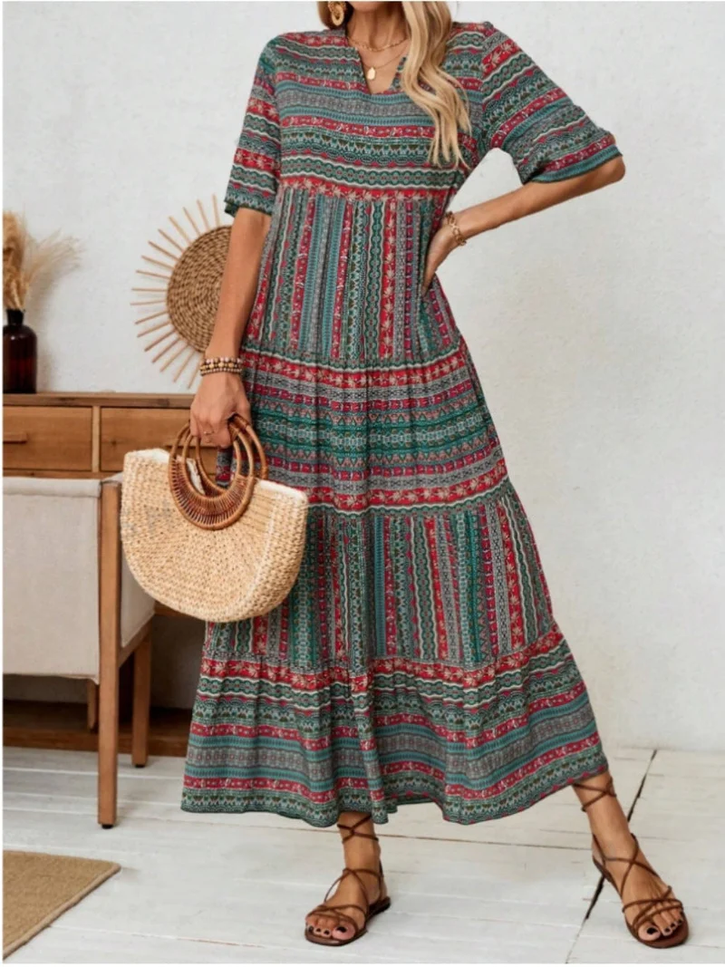 Damen Maxikleid im Ethno-Design Nord Taschen