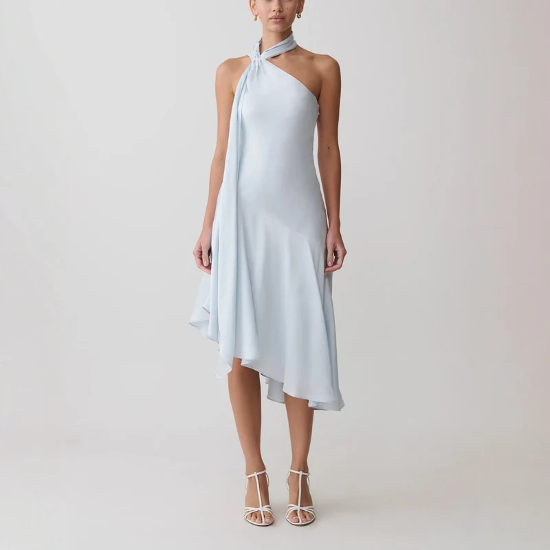 Damen asymmetrisches Schlussteil Kleid mit schmalem Träger Nord Taschen
