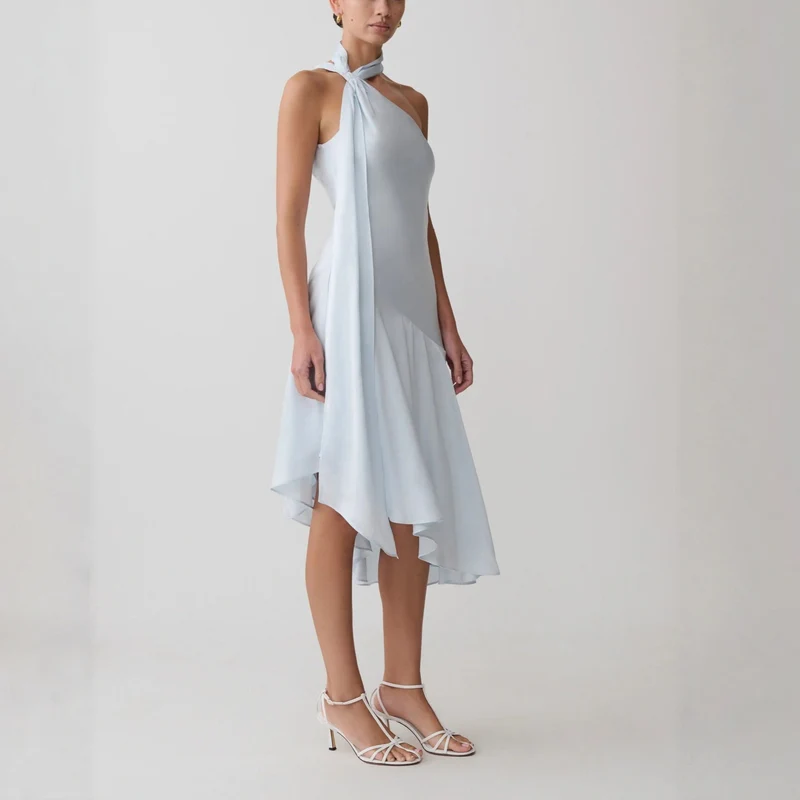 Damen asymmetrisches Schlussteil Kleid mit schmalem Träger Nord Taschen