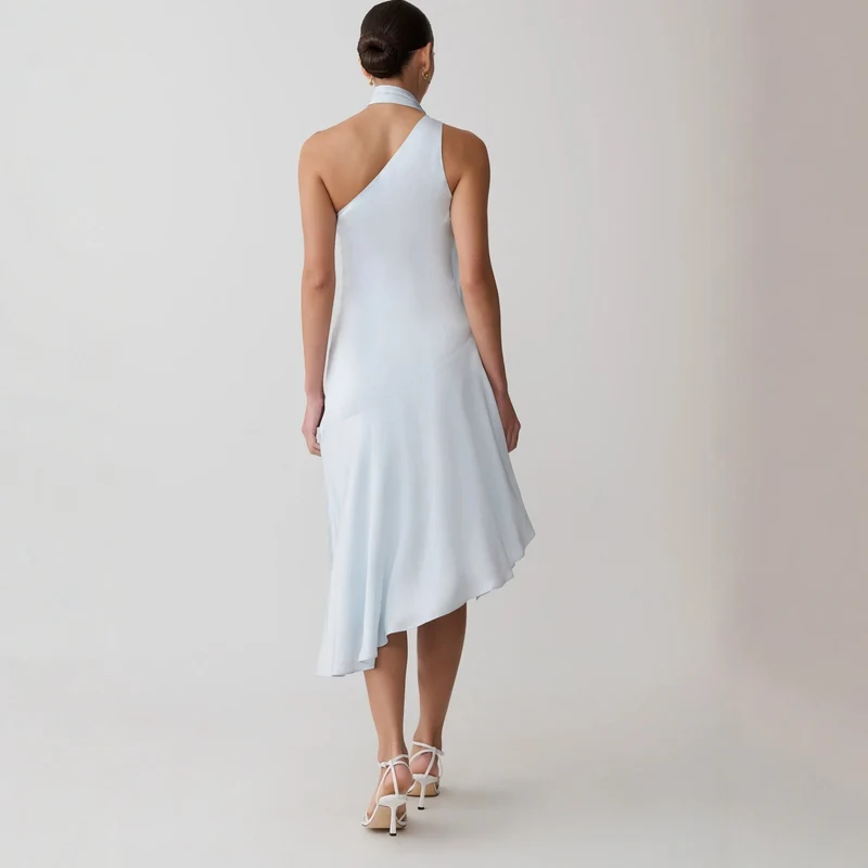 Damen asymmetrisches Schlussteil Kleid mit schmalem Träger Nord Taschen