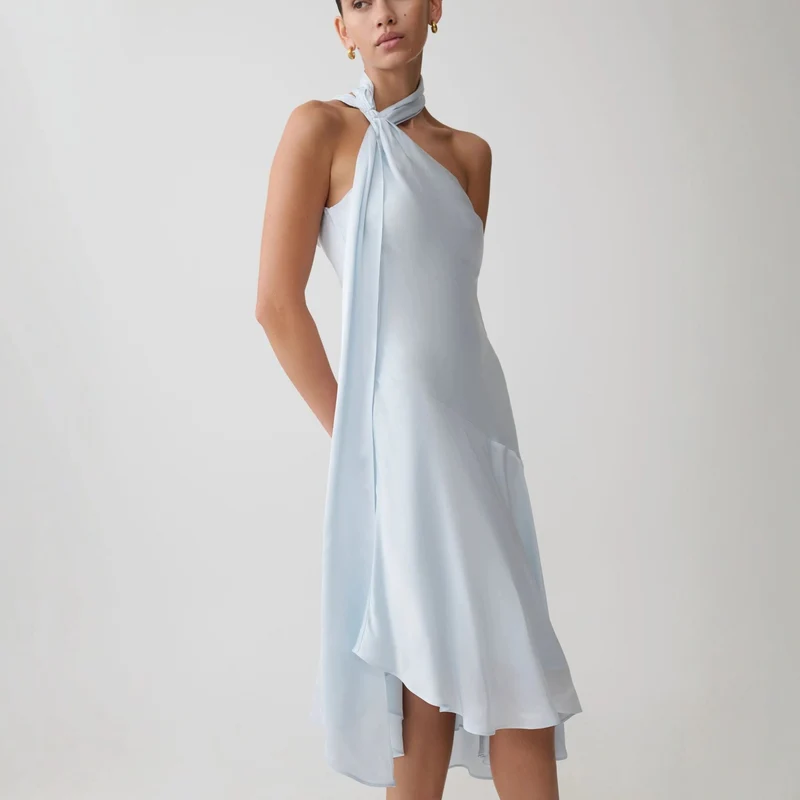 Damen asymmetrisches Schlussteil Kleid mit schmalem Träger Nord Taschen
