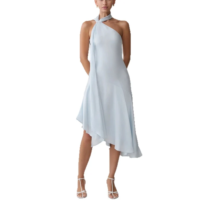 Damen asymmetrisches Schlussteil Kleid mit schmalem Träger Nord Taschen