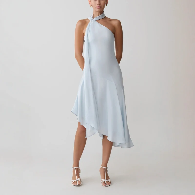 Damen asymmetrisches Schlussteil Kleid mit schmalem Träger Nord Taschen