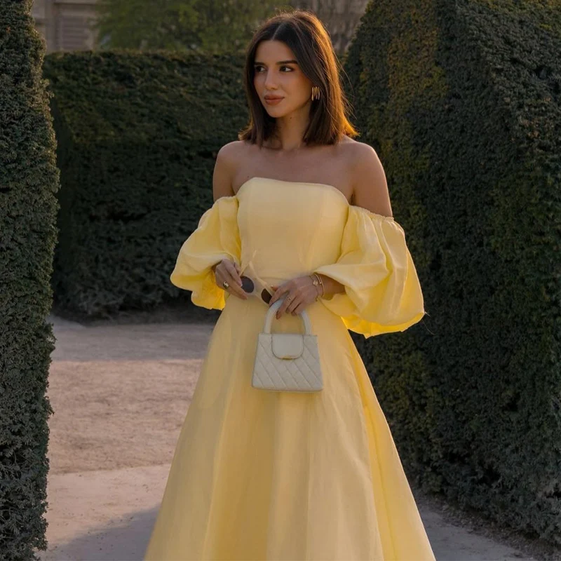 Damen Off-Shoulder Maxikleid mit voluminösen Ärmeln und elegantem Schnitt Nord Taschen