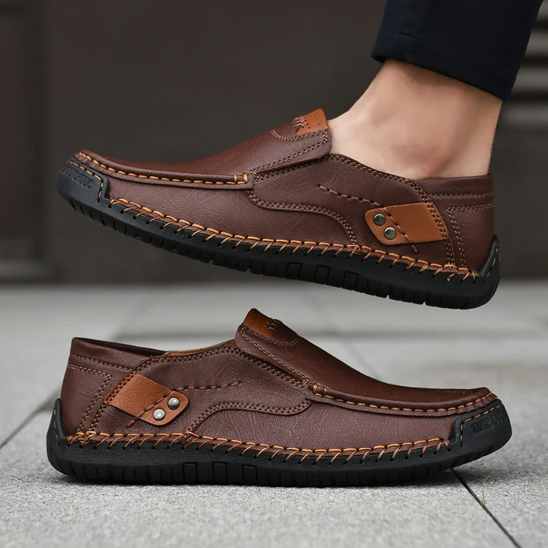 Herren Robuste Leder Mokassins mit elastischem Einstieg Nord Taschen