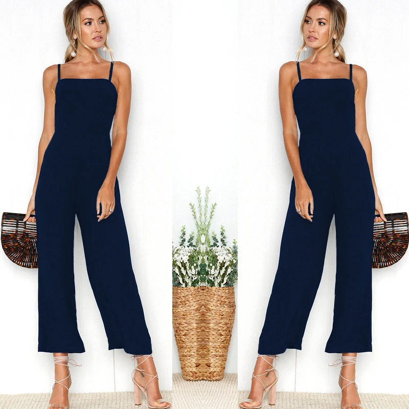 Damen Jumpsuit mit schmalen Trägern und weitem Beinschnitt