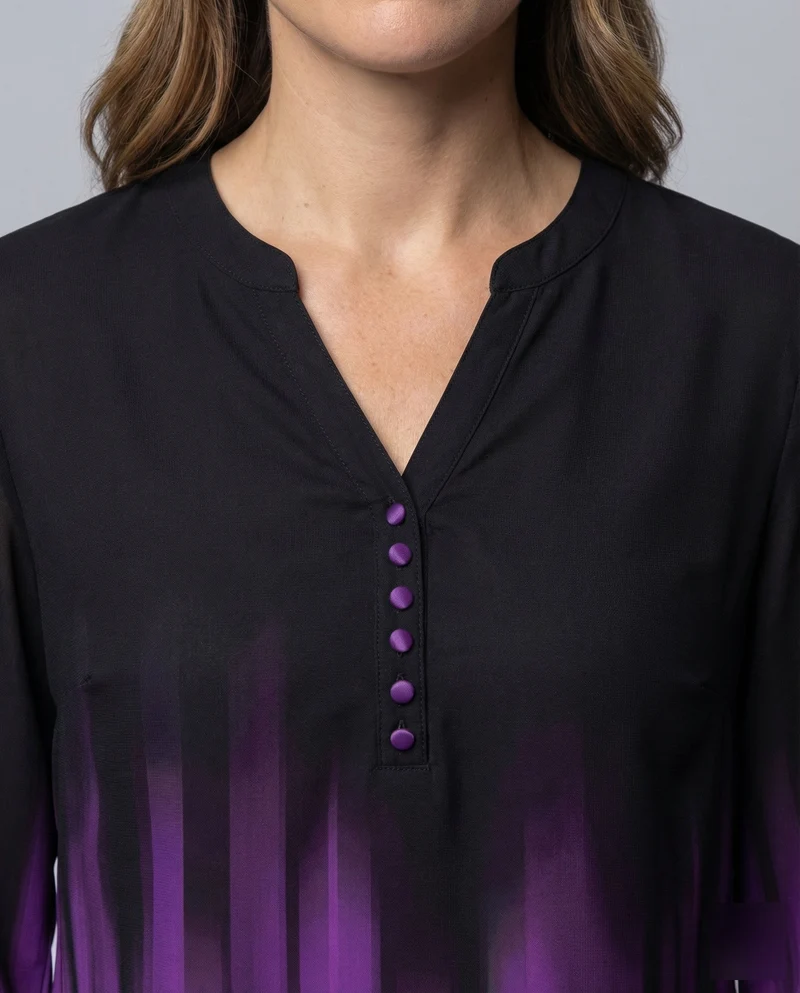 Damen Ombre-Longbluse Faltenoptik Zipfelsaum