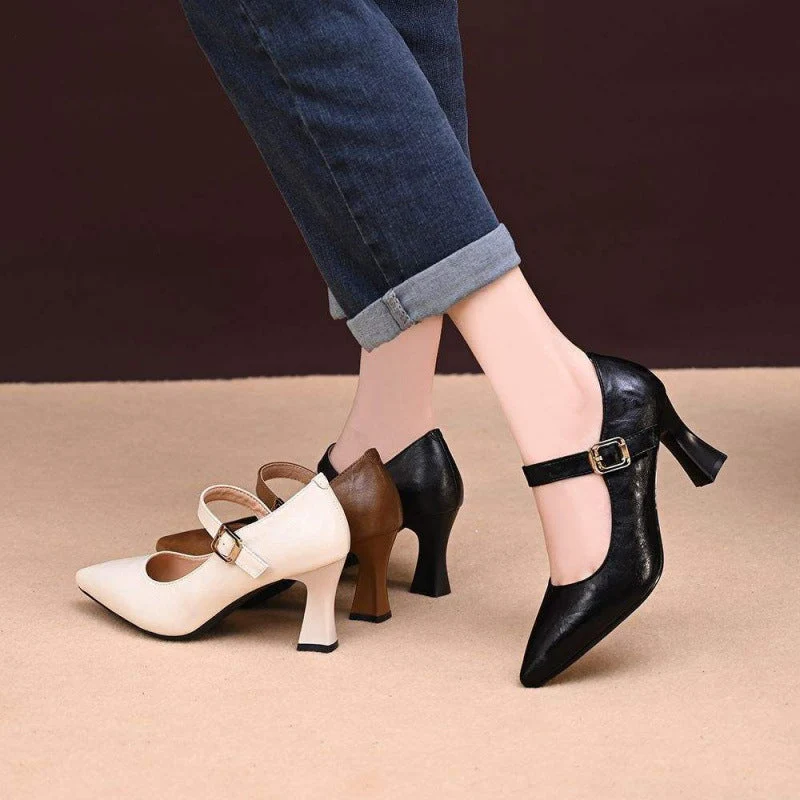 Damen Elegante Mary Jane Pumps mit dezentem Schnallen-Detail