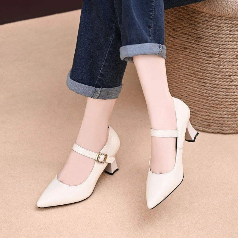 Damen Elegante Mary Jane Pumps mit dezentem Schnallen-Detail