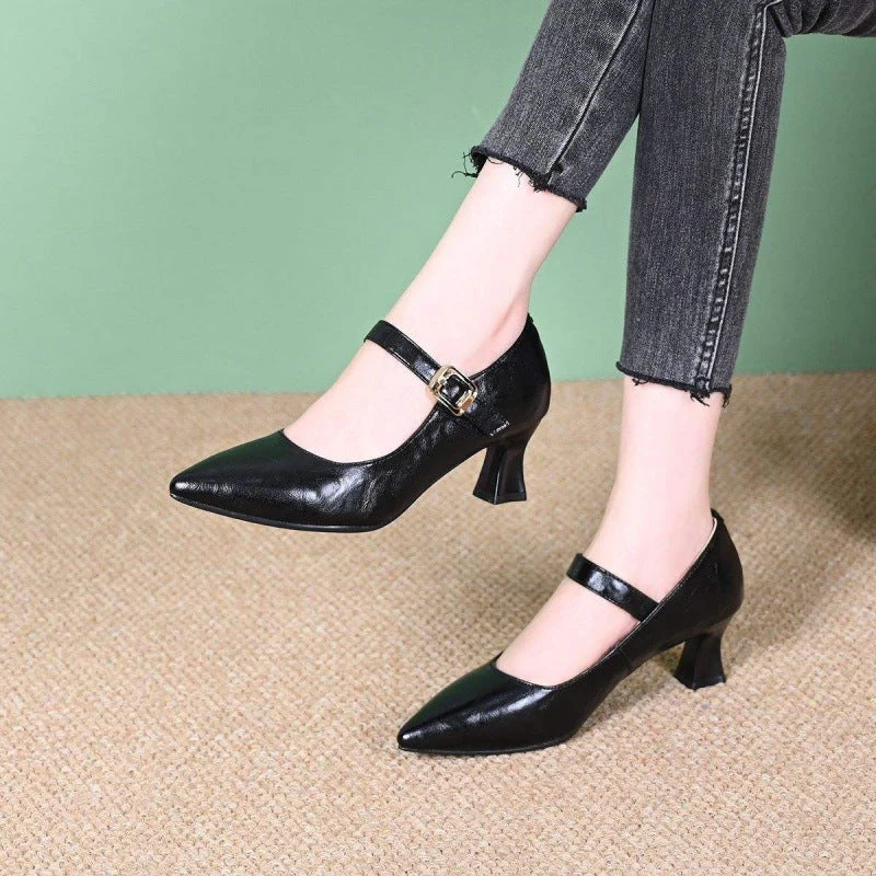 Damen Elegante Mary Jane Pumps mit dezentem Schnallen-Detail