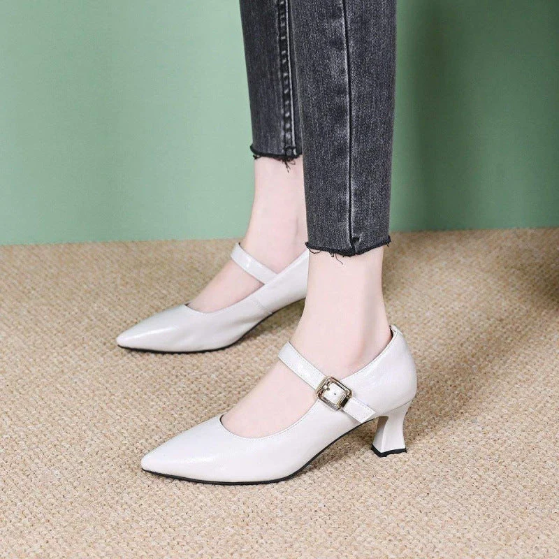 Damen Elegante Mary Jane Pumps mit dezentem Schnallen-Detail