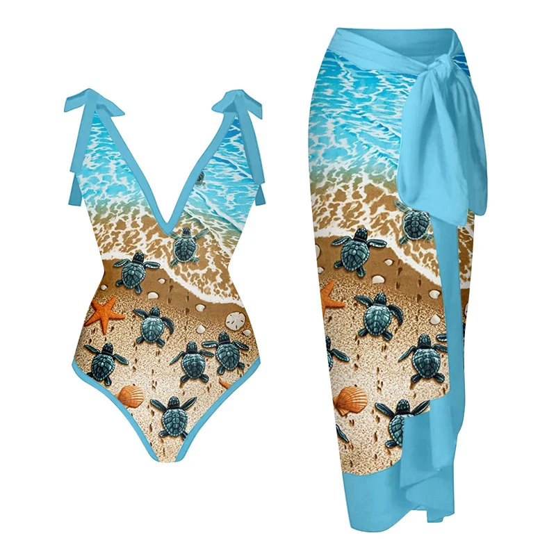 Damen Bademode-Set mit stilvollem Wickelrock Nord Taschen