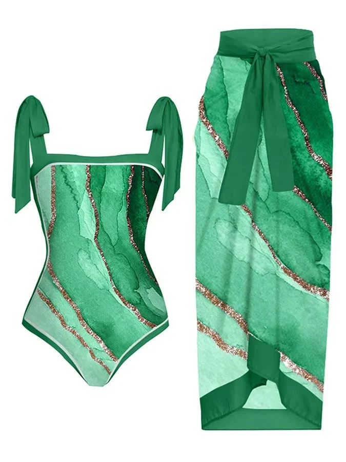 Damen Bademode-Set mit stilvollem Wickelrock Nord Taschen