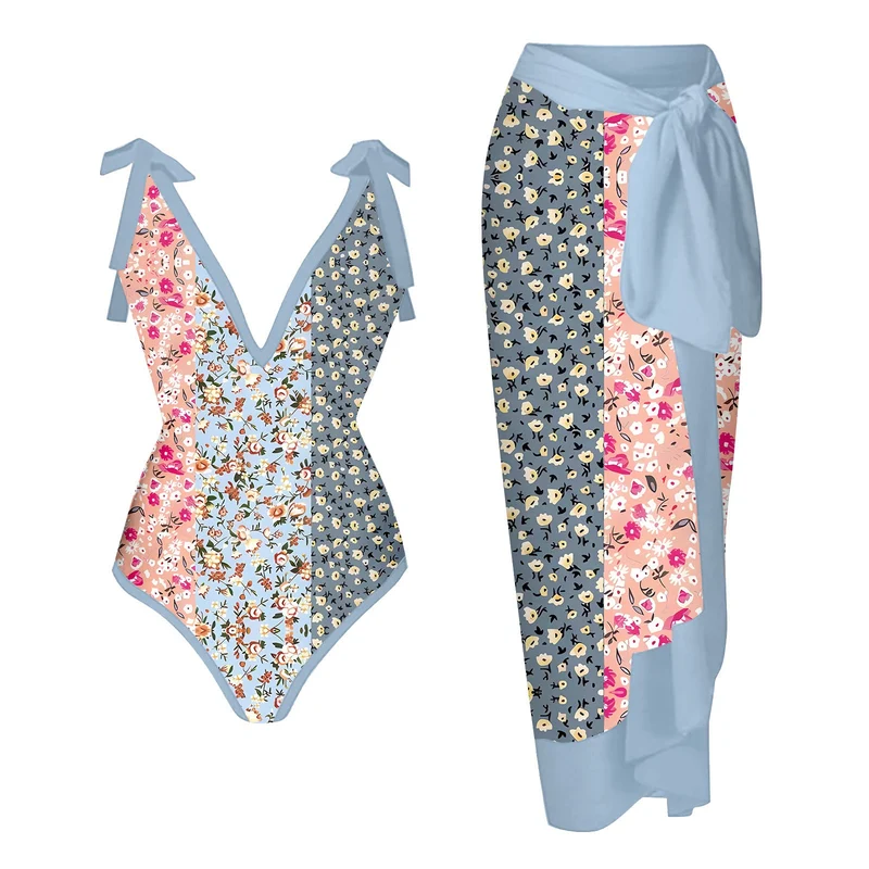 Damen Bademode-Set mit stilvollem Wickelrock Nord Taschen