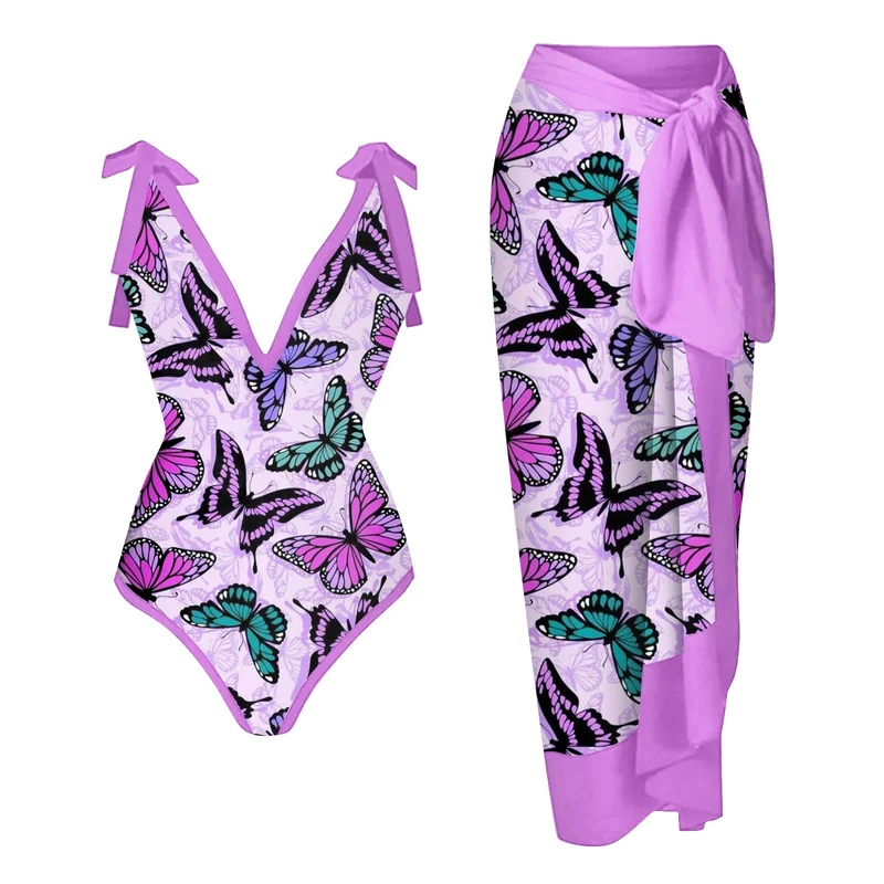 Damen Bademode-Set mit stilvollem Wickelrock Nord Taschen