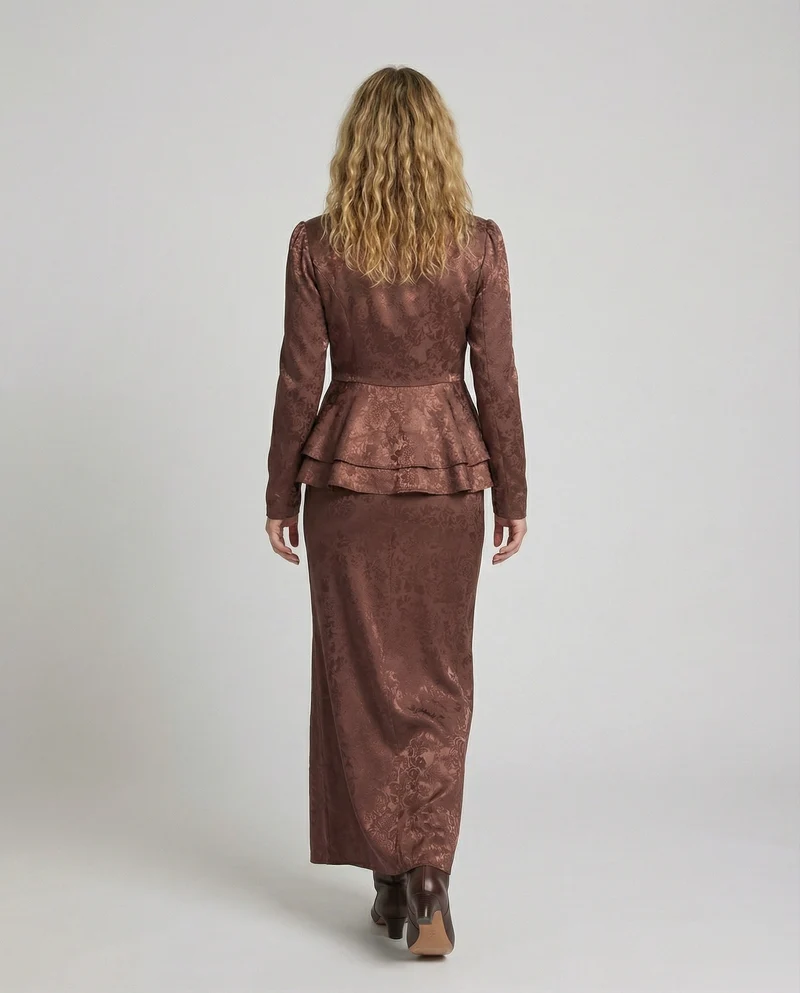 Damen Traditionelle Zweilagiges-Schößchen Jacquard-Abendkleid