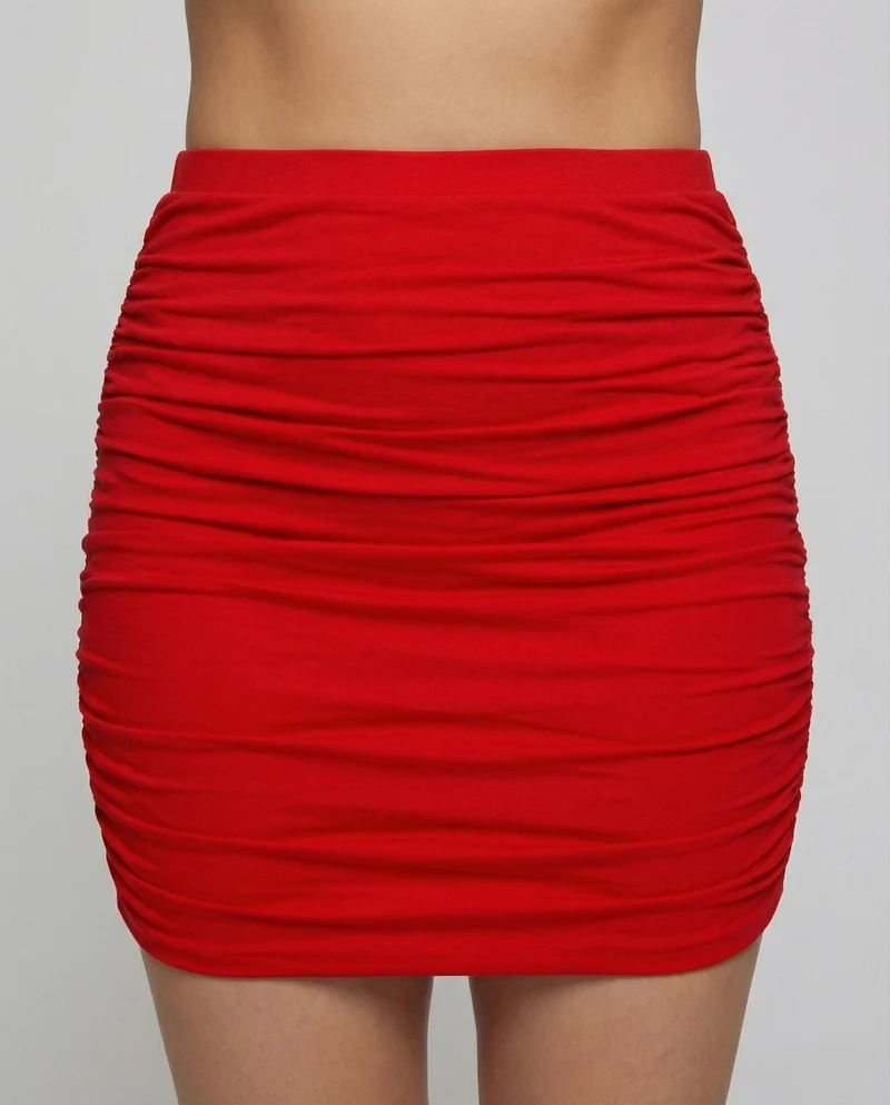 Damen Figurbetonte Geraffte Stretch Stretch-Minirock