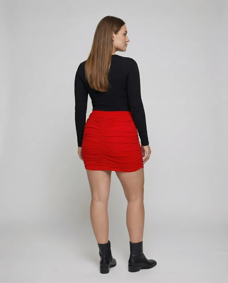 Damen Figurbetonte Geraffte Stretch Stretch-Minirock