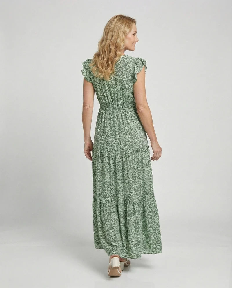 Damen Maxikleid Sommer Smock Oberteil