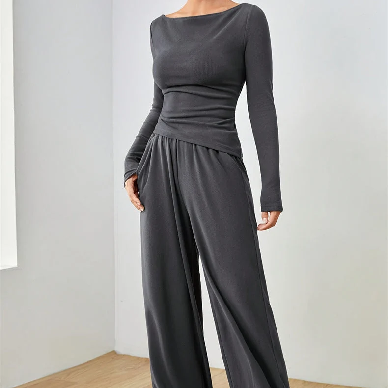 Damen Lässiges Oberteil und weite Hose Set