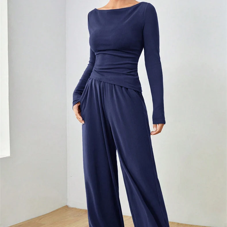 Damen Lässiges Oberteil und weite Hose Set