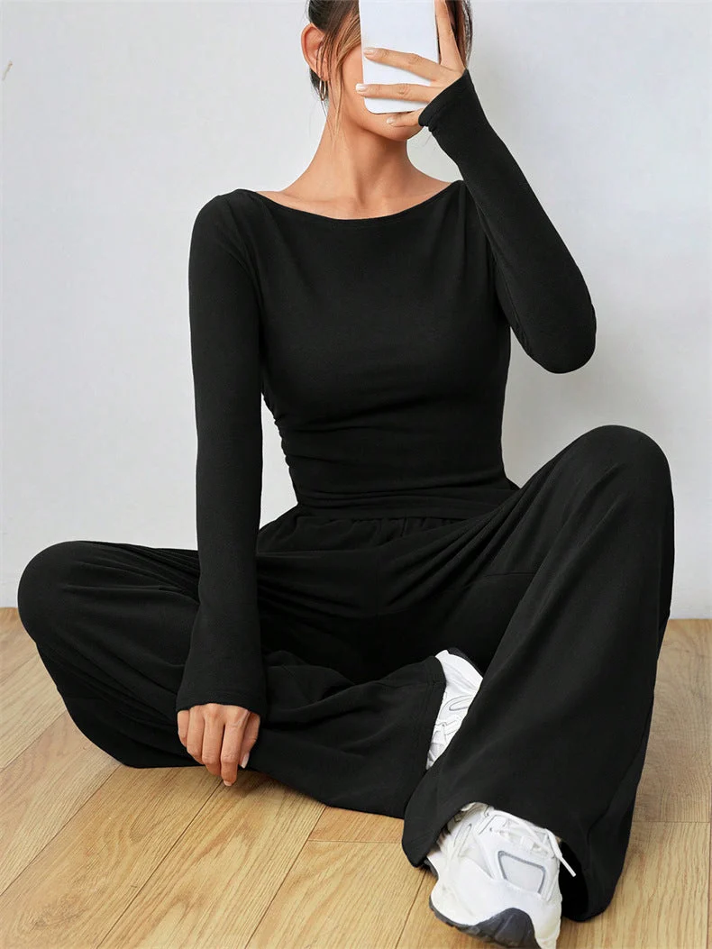 Damen Lässiges Oberteil und weite Hose Set
