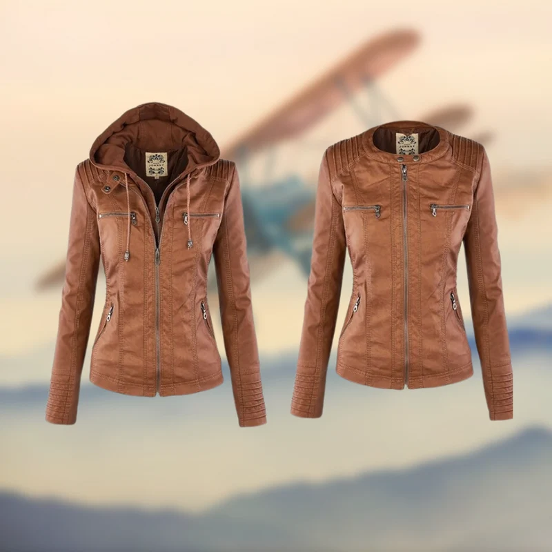 Damen Kapuzenlederjacke - Stilvoll & Funktional