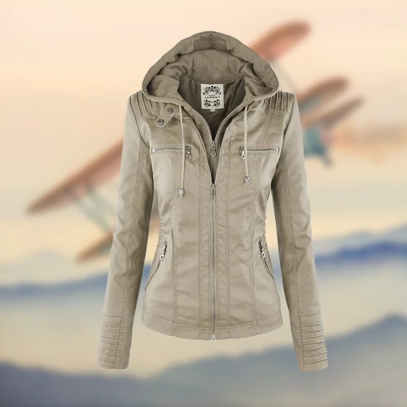Damen Kapuzenlederjacke - Stilvoll & Funktional