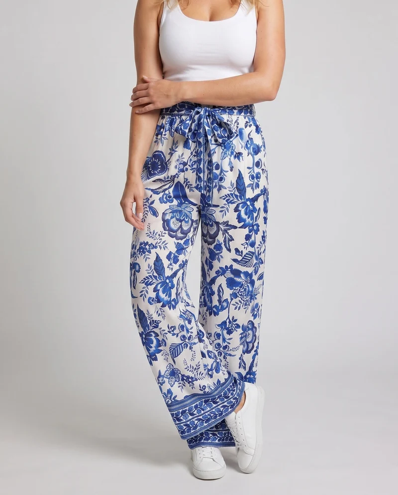 Damen Weite Sommerhose mit buntem, künstlerischem Print