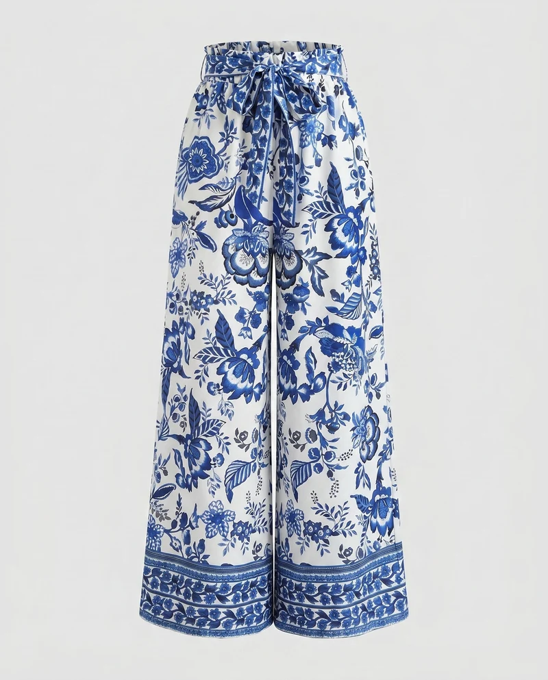 Damen Weite Sommerhose mit buntem, künstlerischem Print