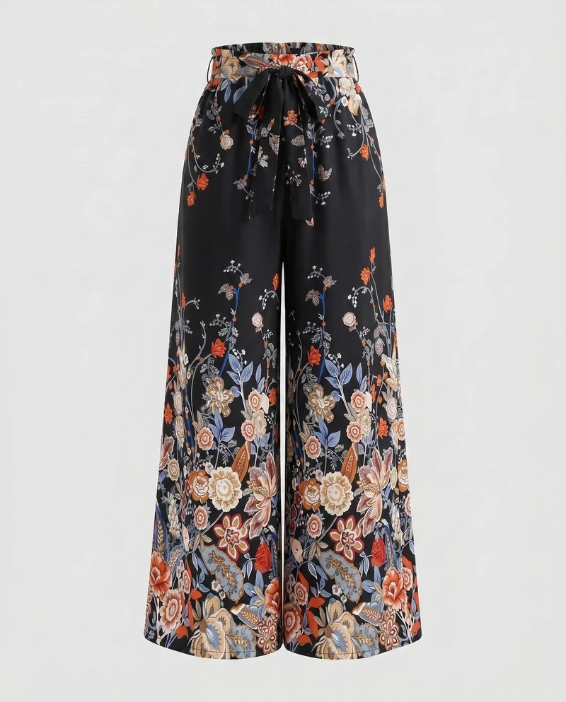 Damen Weite Sommerhose mit buntem, künstlerischem Print
