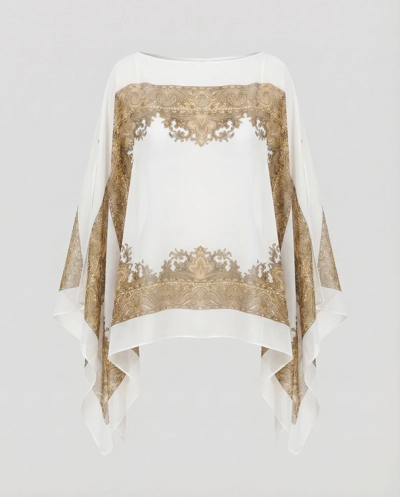 Damen Chiffon-Überwurf Paisley-Print Schlitzärmel