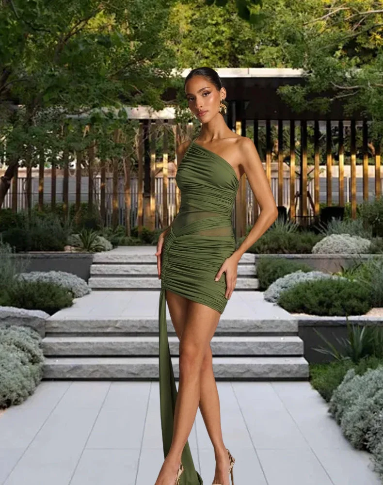 Damen Figurbetontes Wickelkleid mit asymmetrischem Saum und raffinierten Drapierungen
