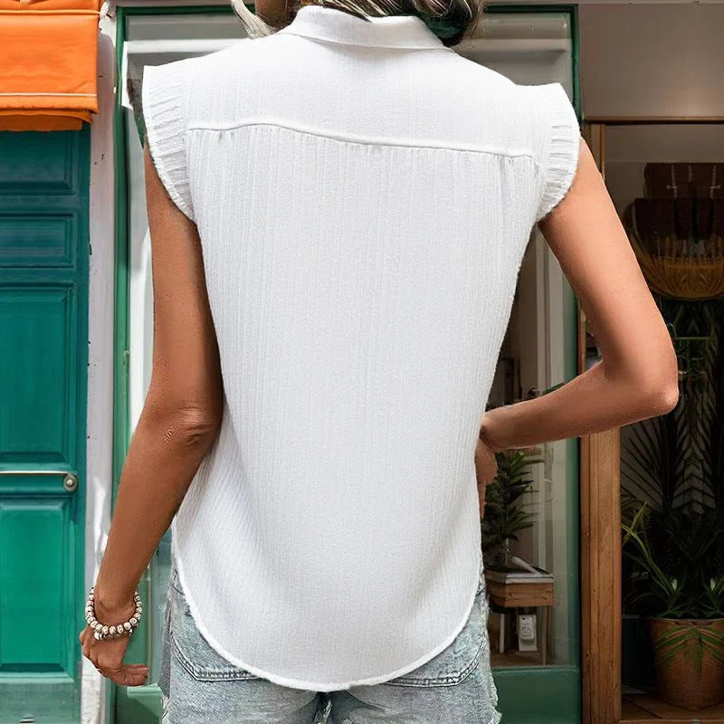 Damen Bluse mit Rüschendetails und kurzem Ärmel