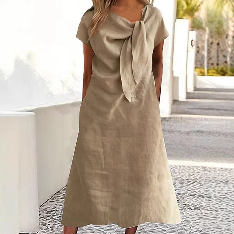 Damen Leinenkleid mit Schleifen-Detail Nord Taschen