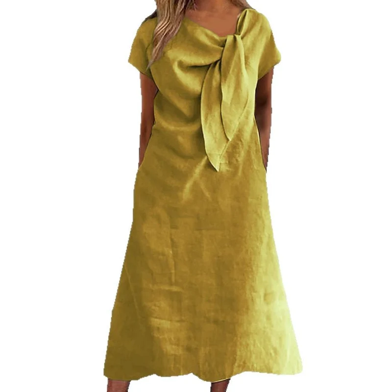 Damen Leinenkleid mit Schleifen-Detail Nord Taschen
