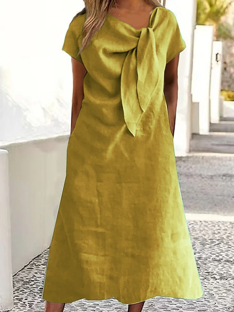 Damen Leinenkleid mit Schleifen-Detail Nord Taschen