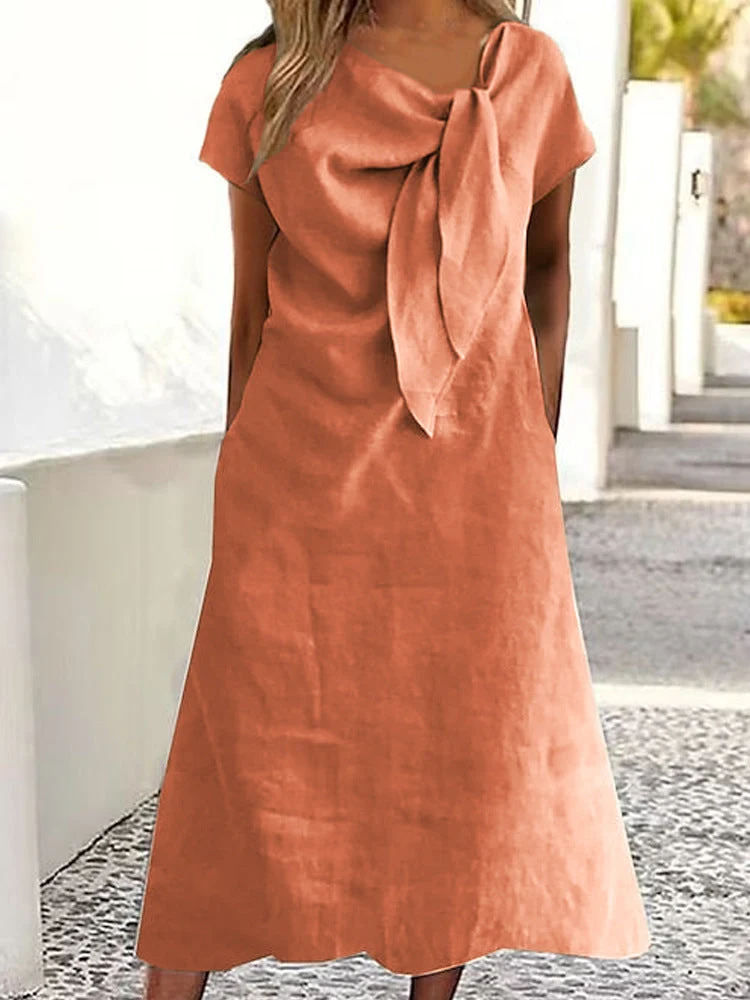 Damen Leinenkleid mit Schleifen-Detail Nord Taschen
