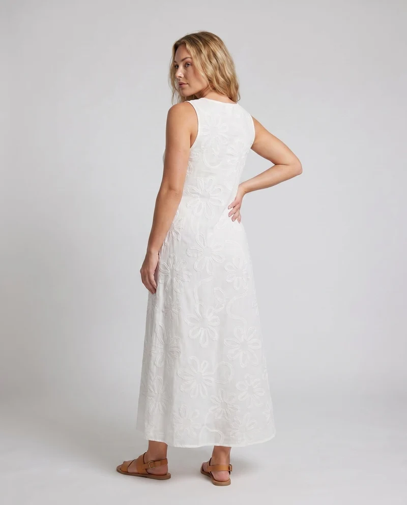 Damen Maxikleid mit floralem Muster und Knopfleiste