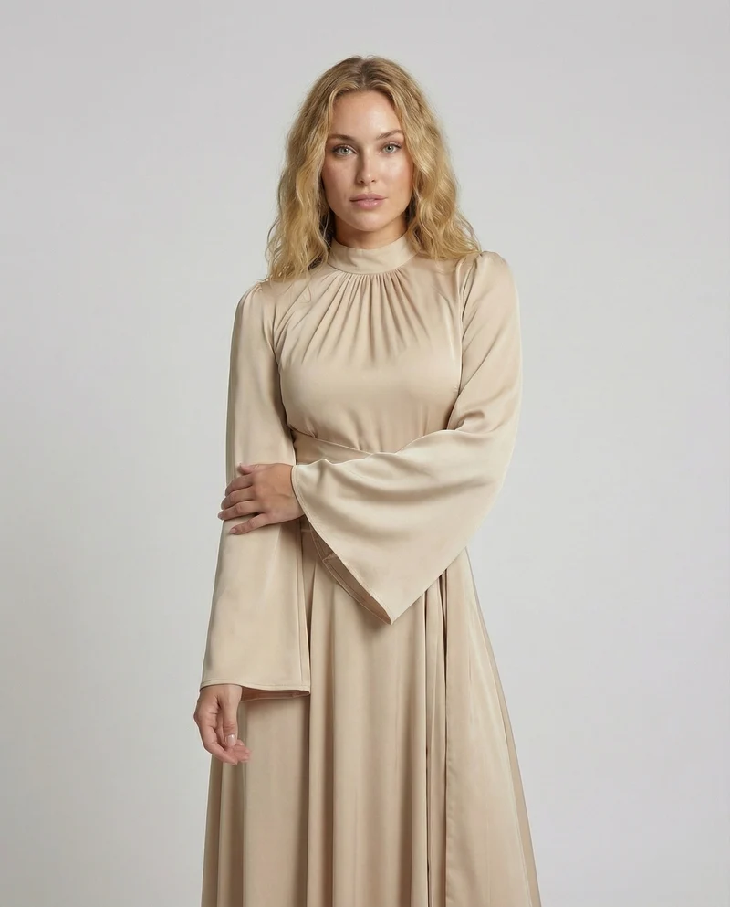 Damen Elegante Wickel-Taillenband Midikleid