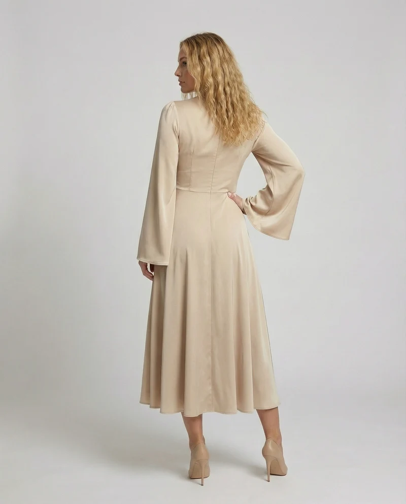 Damen Elegante Wickel-Taillenband Midikleid