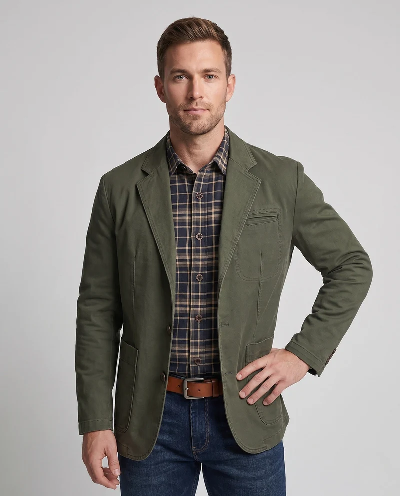 Männer Canvas Blazer im Field-Stil mit aufgesetzten Taschen und lässigem Schnitt Nord Taschen