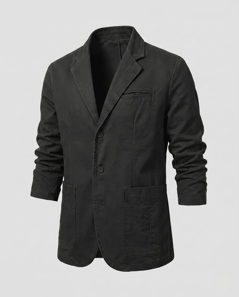 Männer Canvas Blazer im Field-Stil mit aufgesetzten Taschen und lässigem Schnitt Nord Taschen